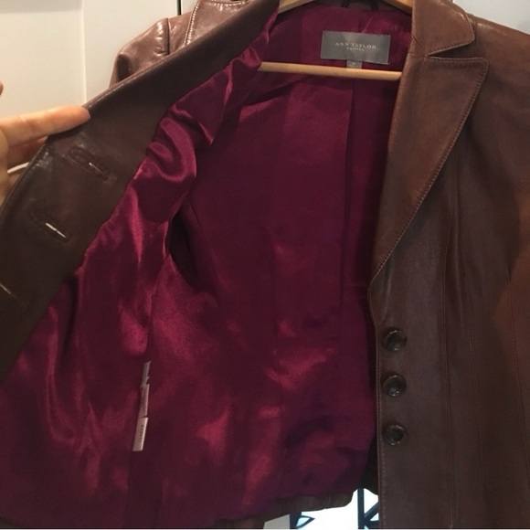 Ann Taylor Brown Leather Jacket - Picture 2 of 5